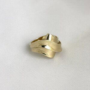 14k Solid Yellow Gold Sculptural Abstract Fashion Ring Size 5